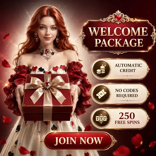 La Condesa del Té presentando el paquete de bienvenida en el registro del Casino Welcome Package