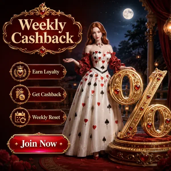 Tea Countess gesticulando hacia cashback dorado en el pabellón de apuestas esport Weekly Esports Cashback System
